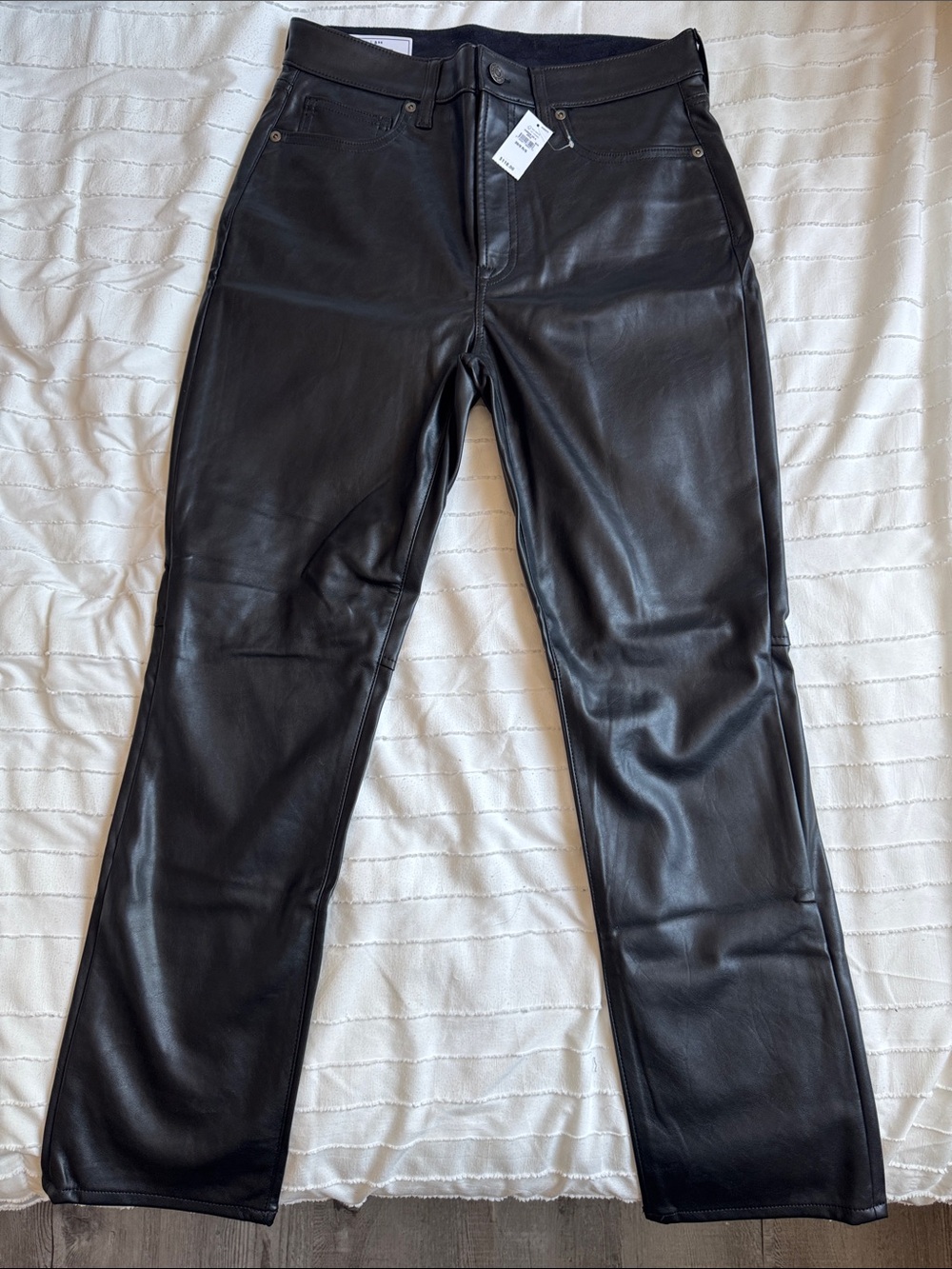 GAP Black Leather-Look Straight Leg Pants